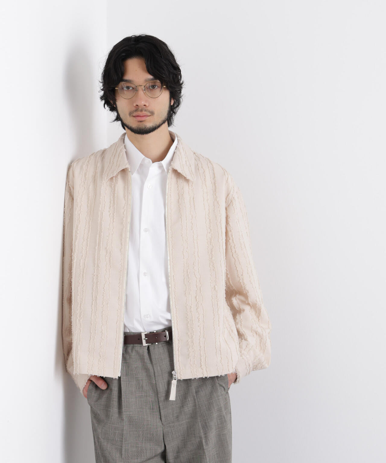 「ASSEMBLANC」カットレースフリンジブルゾン 6686112212