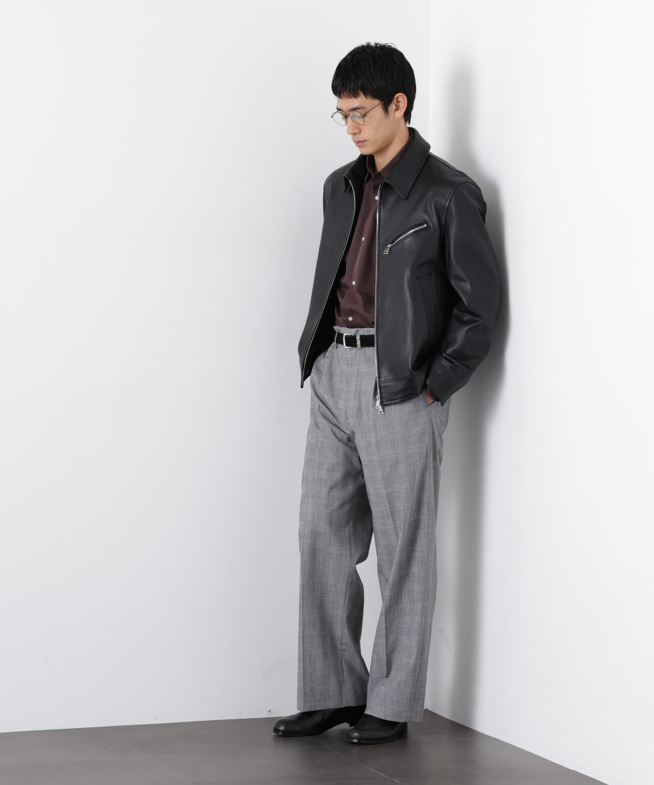 ラムナッパレザーライダースジャケット 6686113201