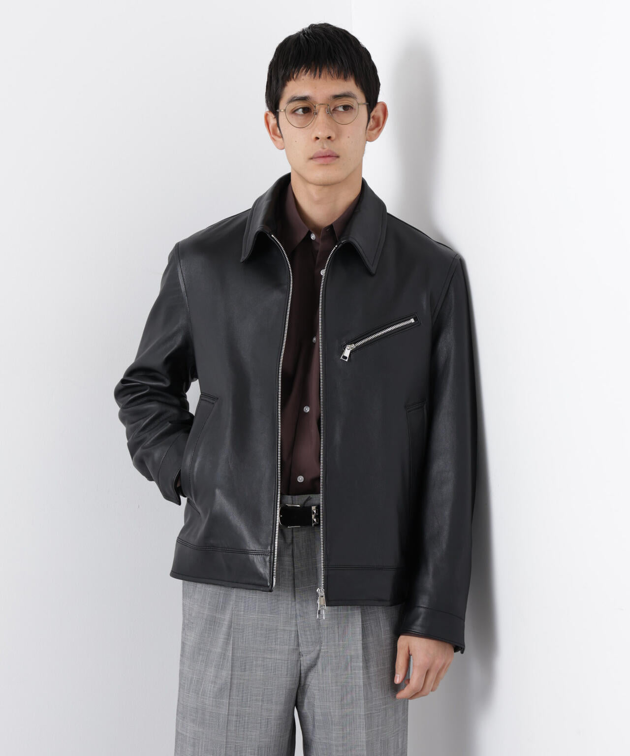 ラムナッパレザーライダースジャケット 6686113201