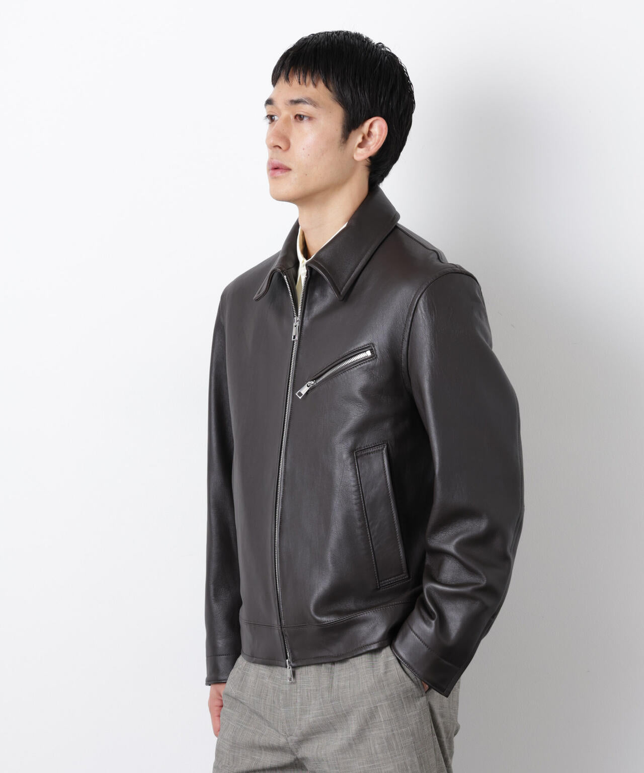 ラムナッパレザーライダースジャケット 6686113201