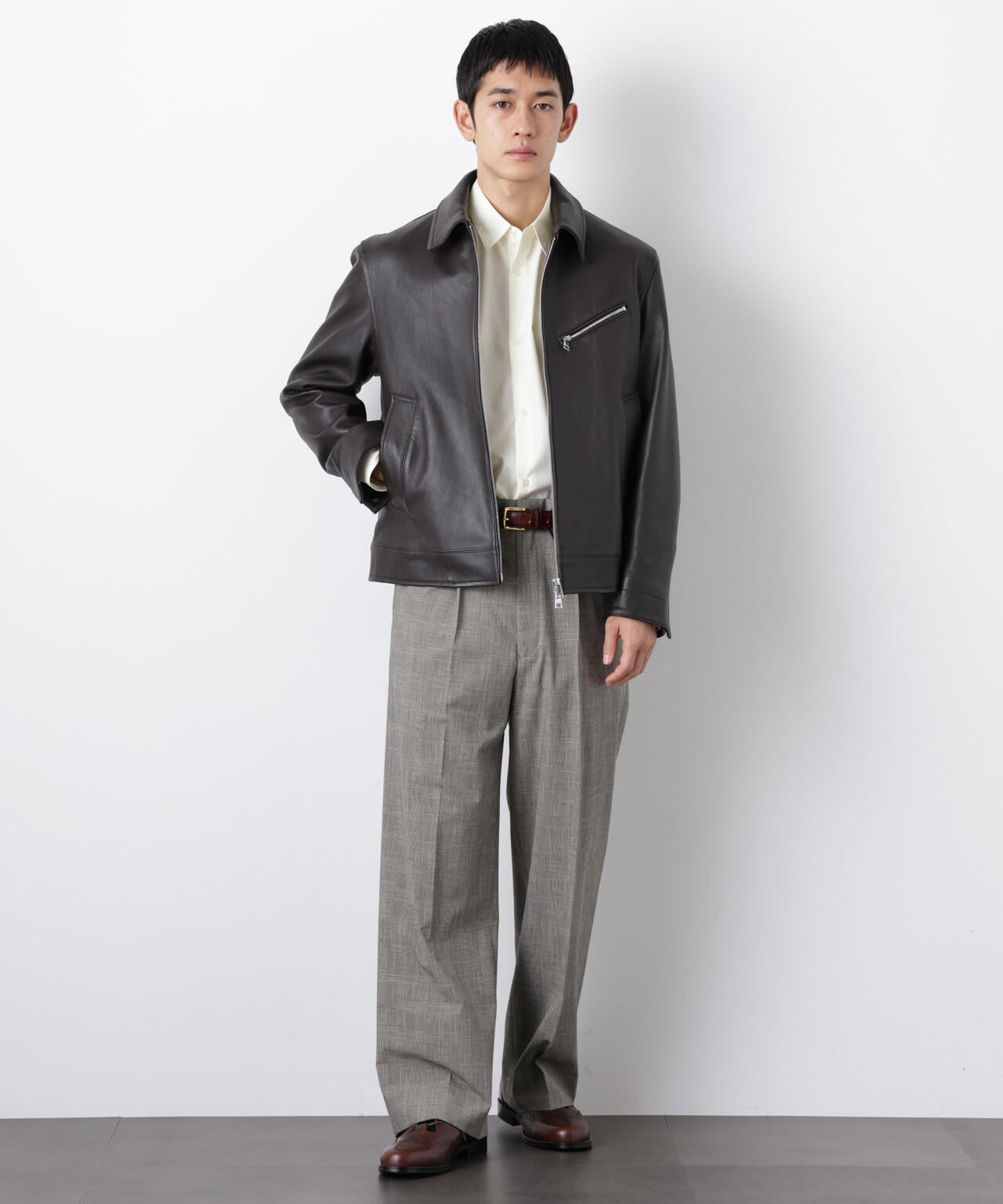 ラムナッパレザーライダースジャケット 6686113201