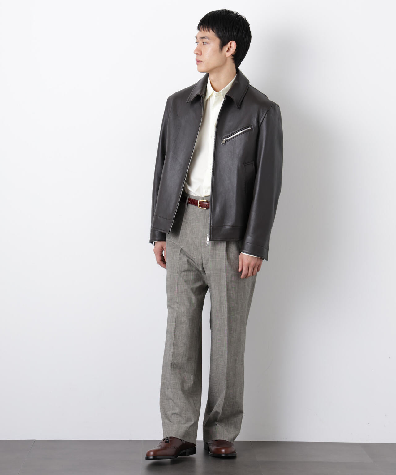 ラムナッパレザーライダースジャケット 6686113201