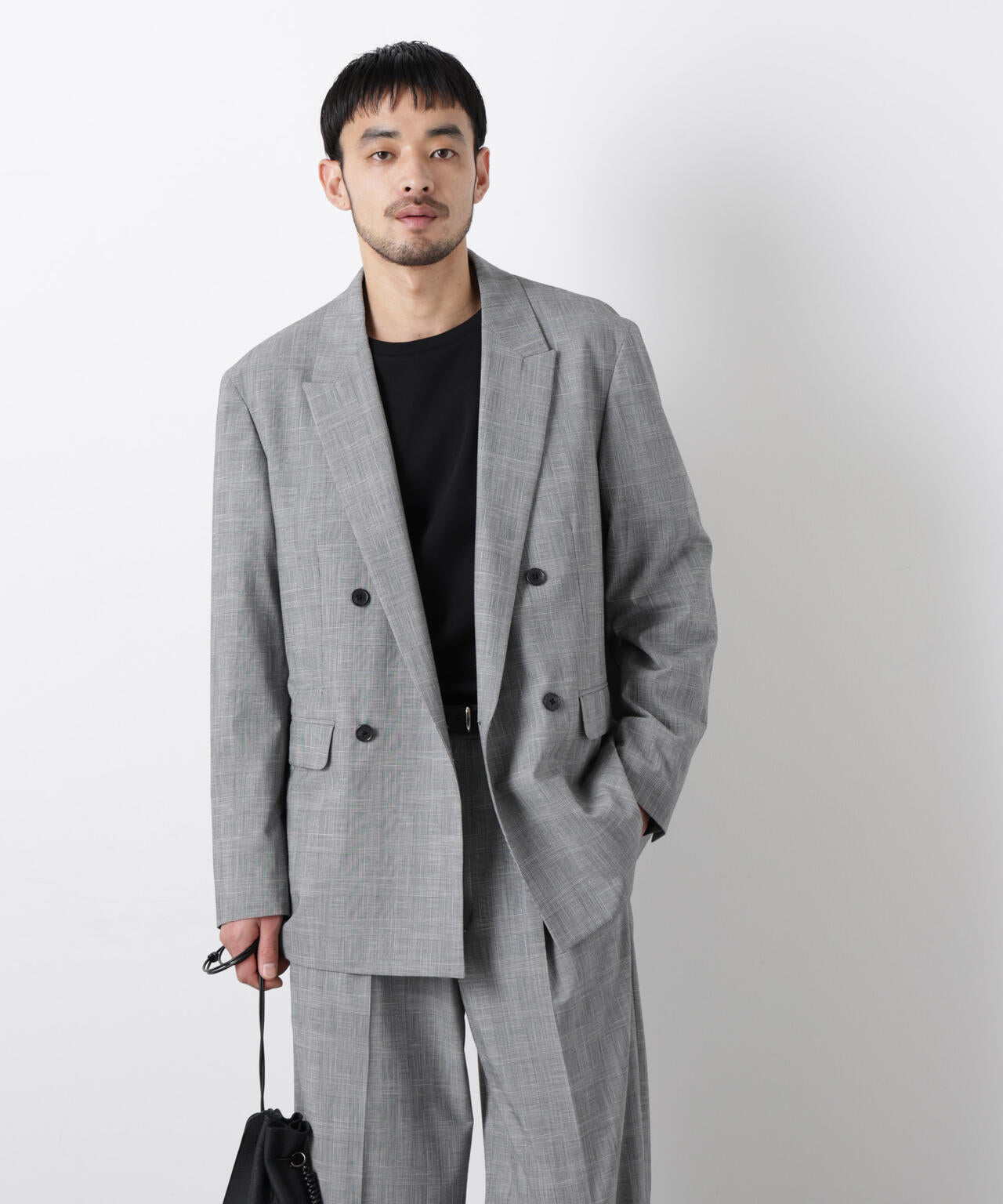 グレンチェックダブルブレストジャケット（セットアップ可）