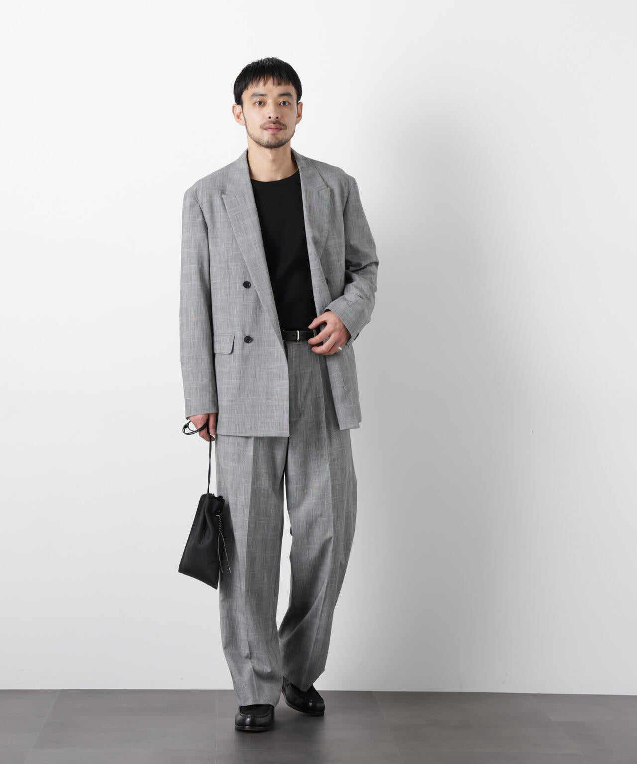 未使用 プラステ グレンチェック ダブル ジャケット L 上品 TALLサイズ 〕2WAYストレッチチェックフラノ デザインダブルジャケット