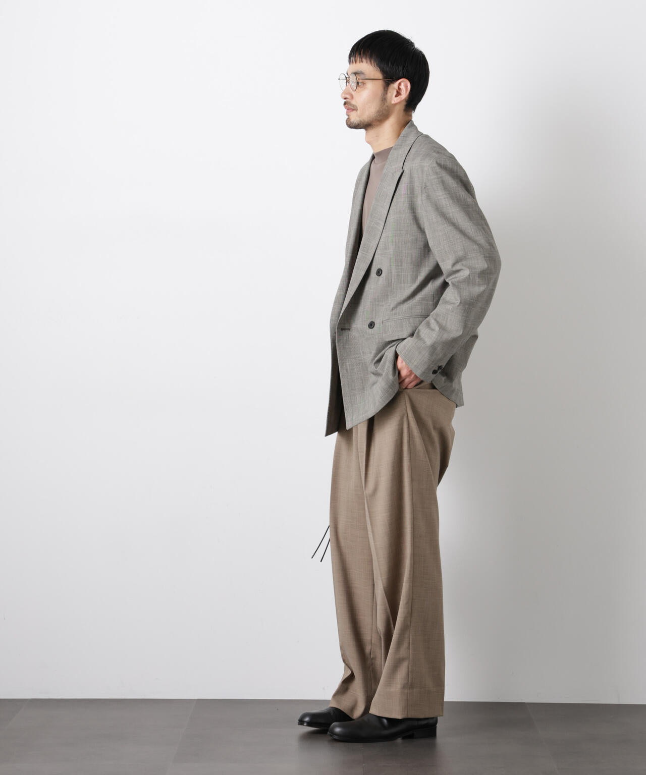 グレンチェックダブルブレストジャケット（セットアップ可）