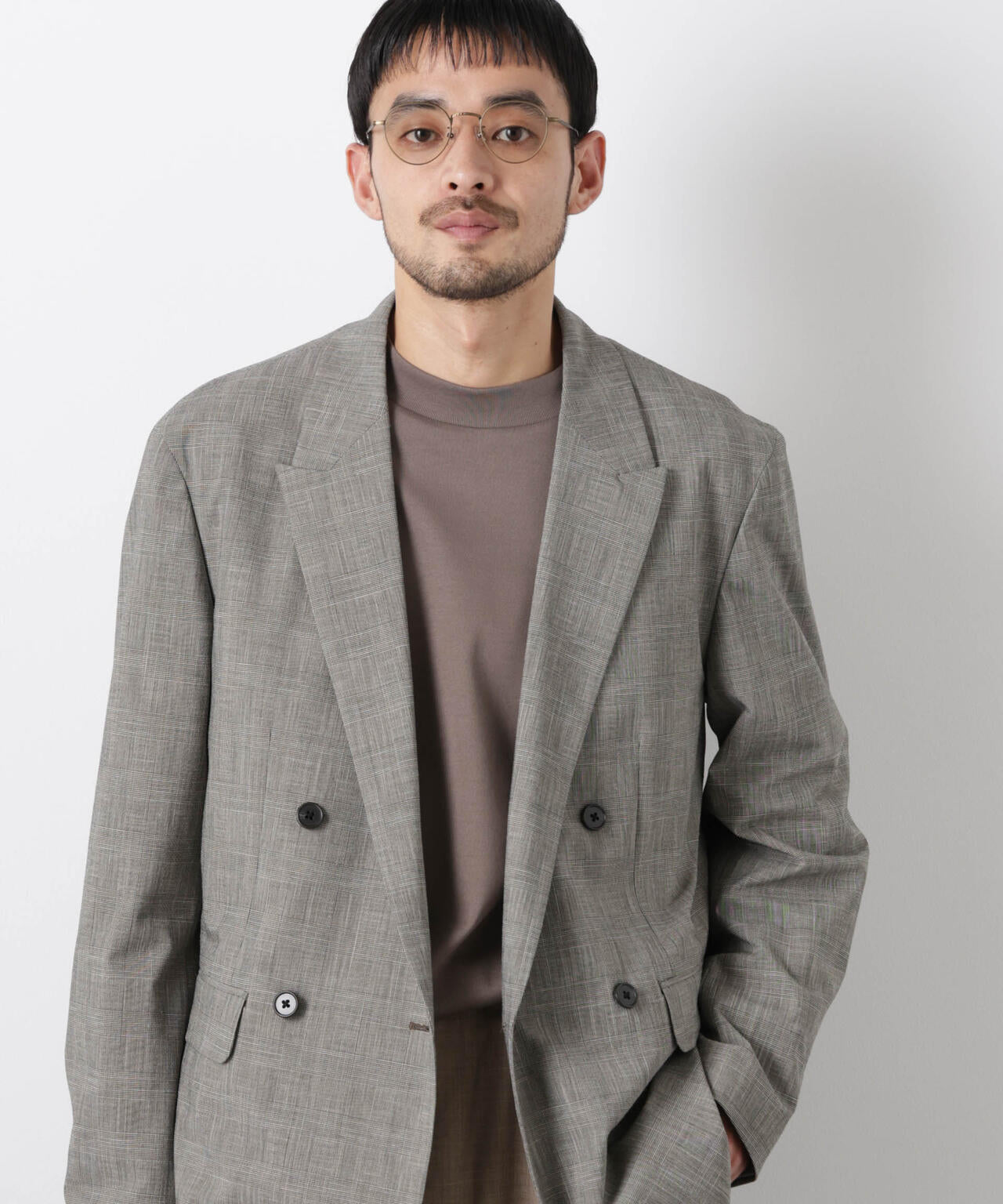 グレンチェックダブルブレストジャケット（セットアップ可） 6686116202