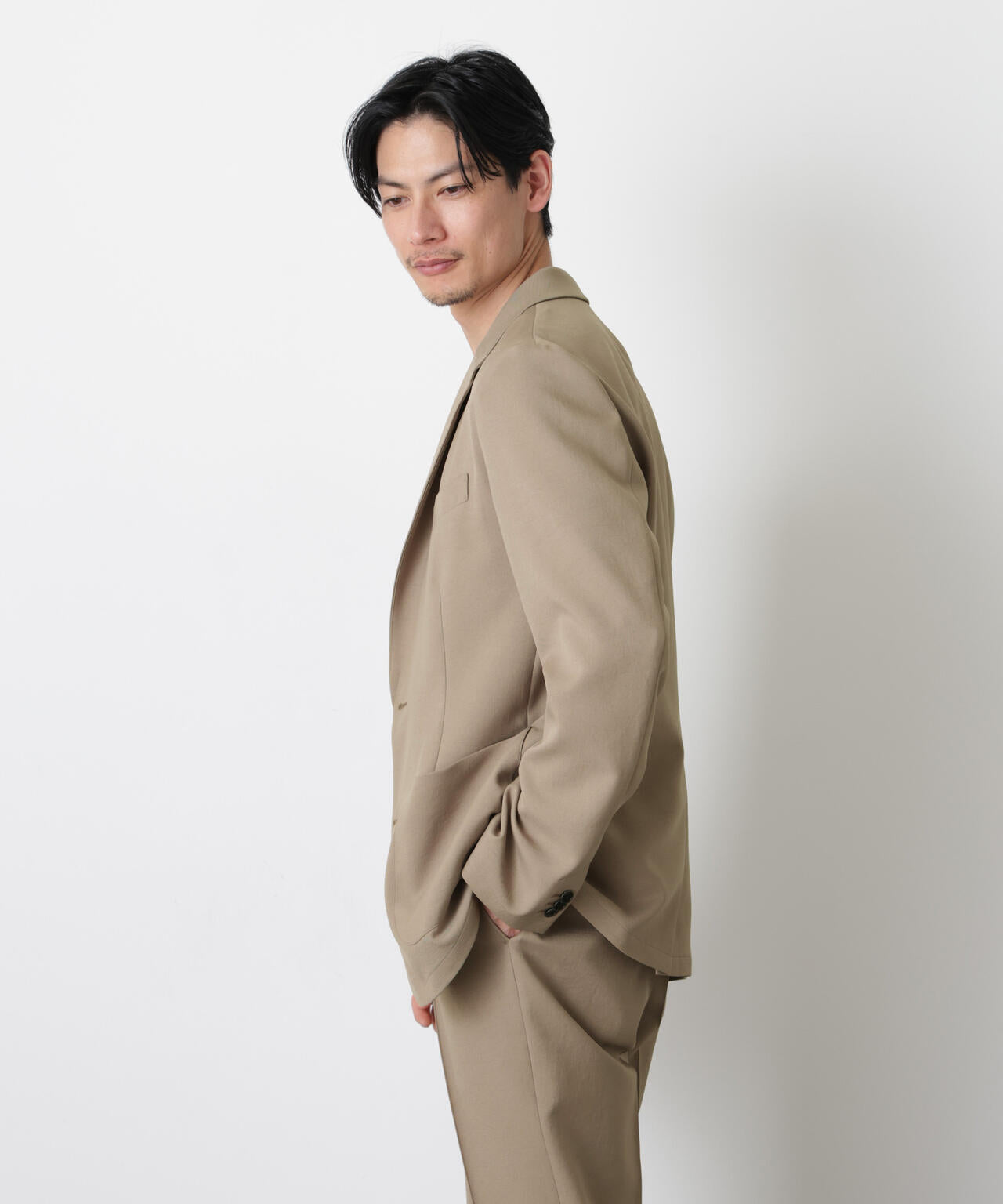 charo【新品タグ付/S】ナノユニバース ウール混サファリジャケット DamerinoSelect｣ダントツオチール防汚テックストレッチジャケット