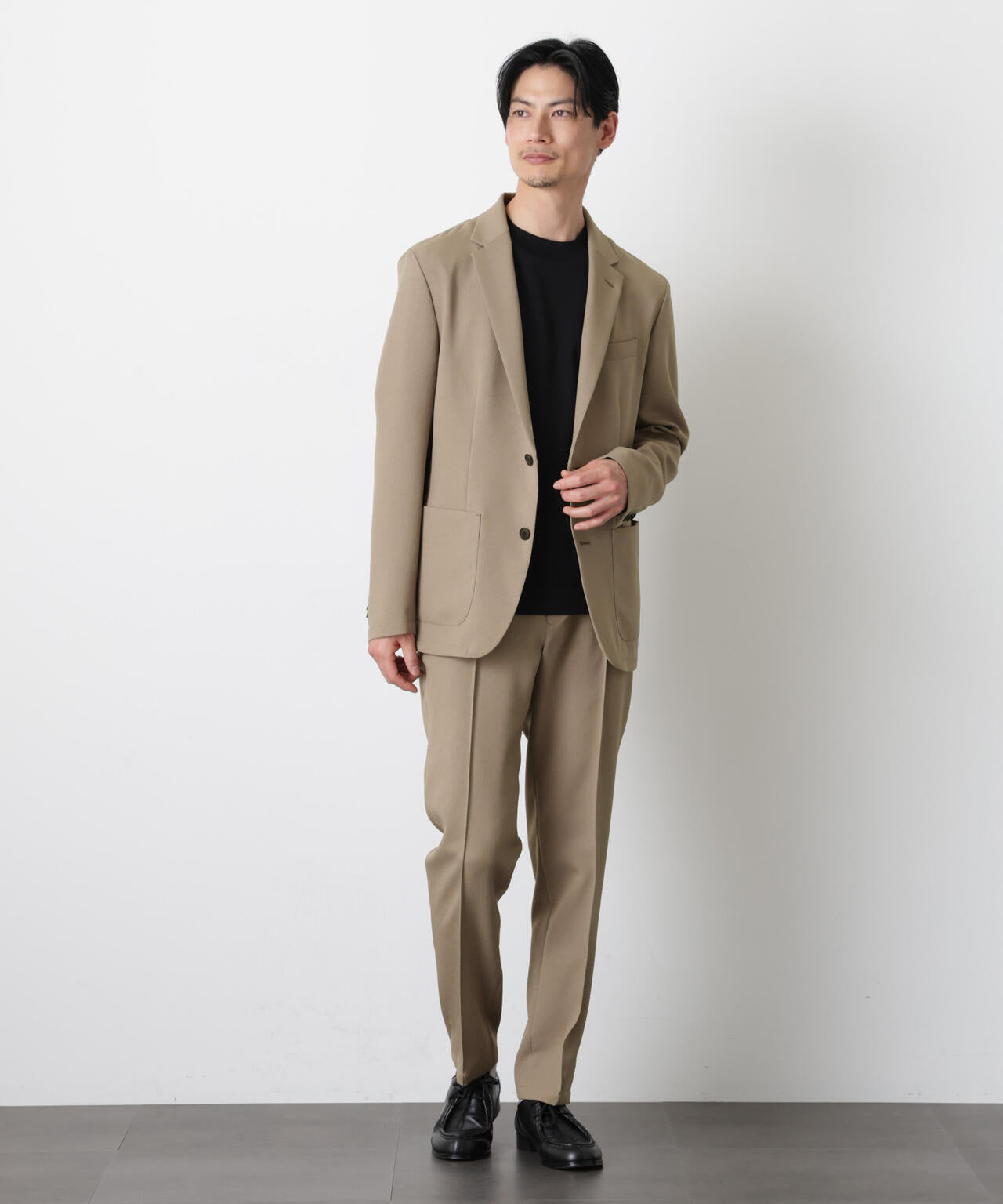 charo【新品タグ付/S】ナノユニバース ウール混サファリジャケット DamerinoSelect｣ダントツオチール防汚テックストレッチジャケット