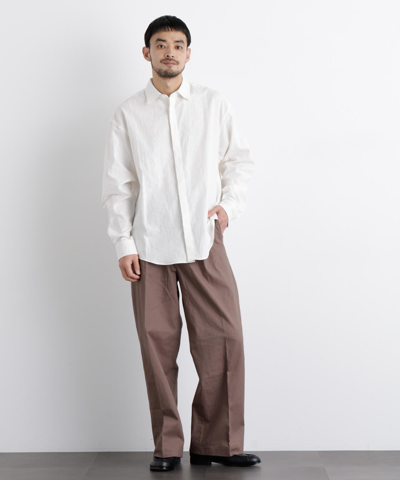 FRENCH LINEN」リネンコットンレギュラーシャツ
