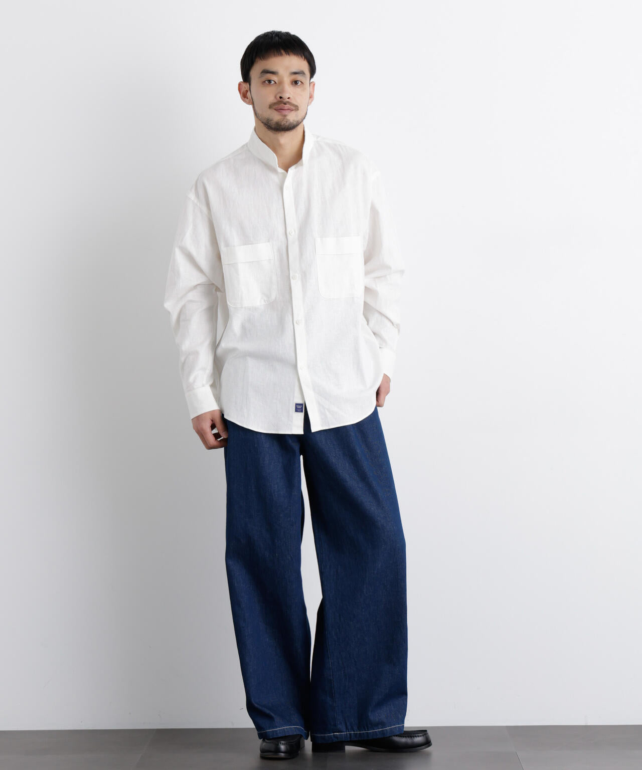 FRENCH LINEN」リネンコットンスタンドシャツ