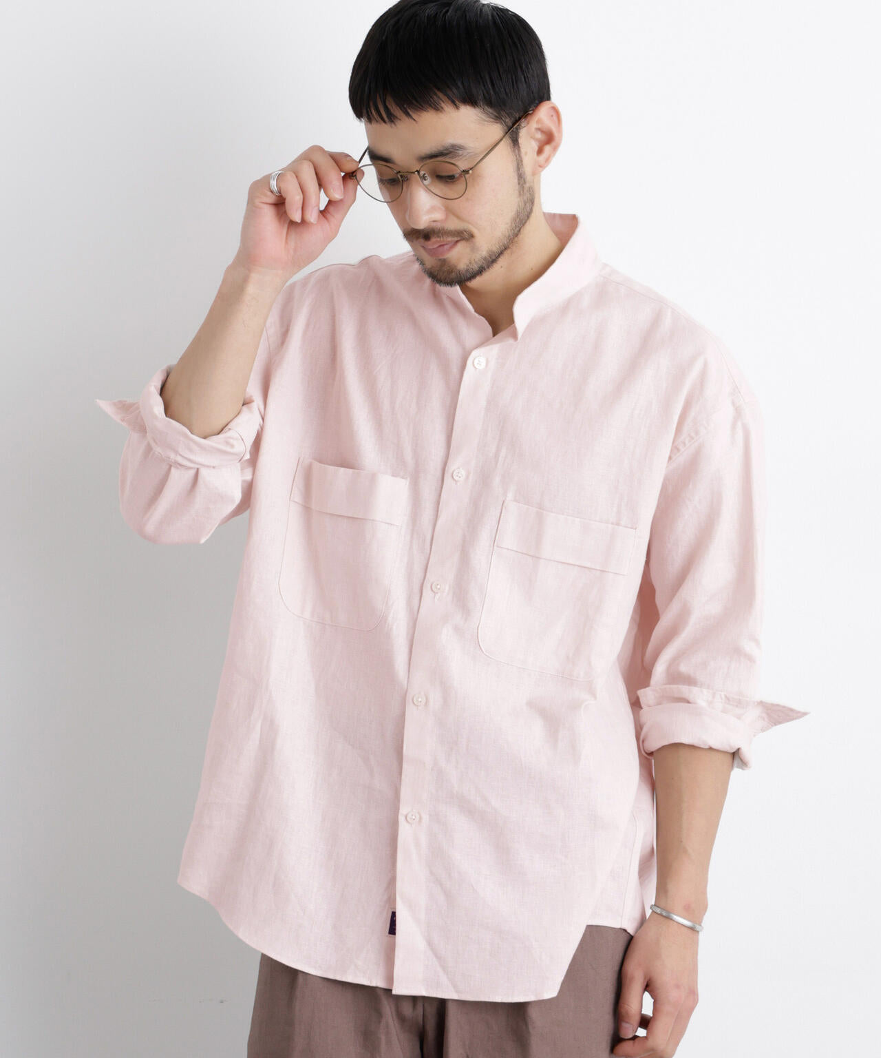 「FRENCH LINEN」リネンコットンスタンドシャツ