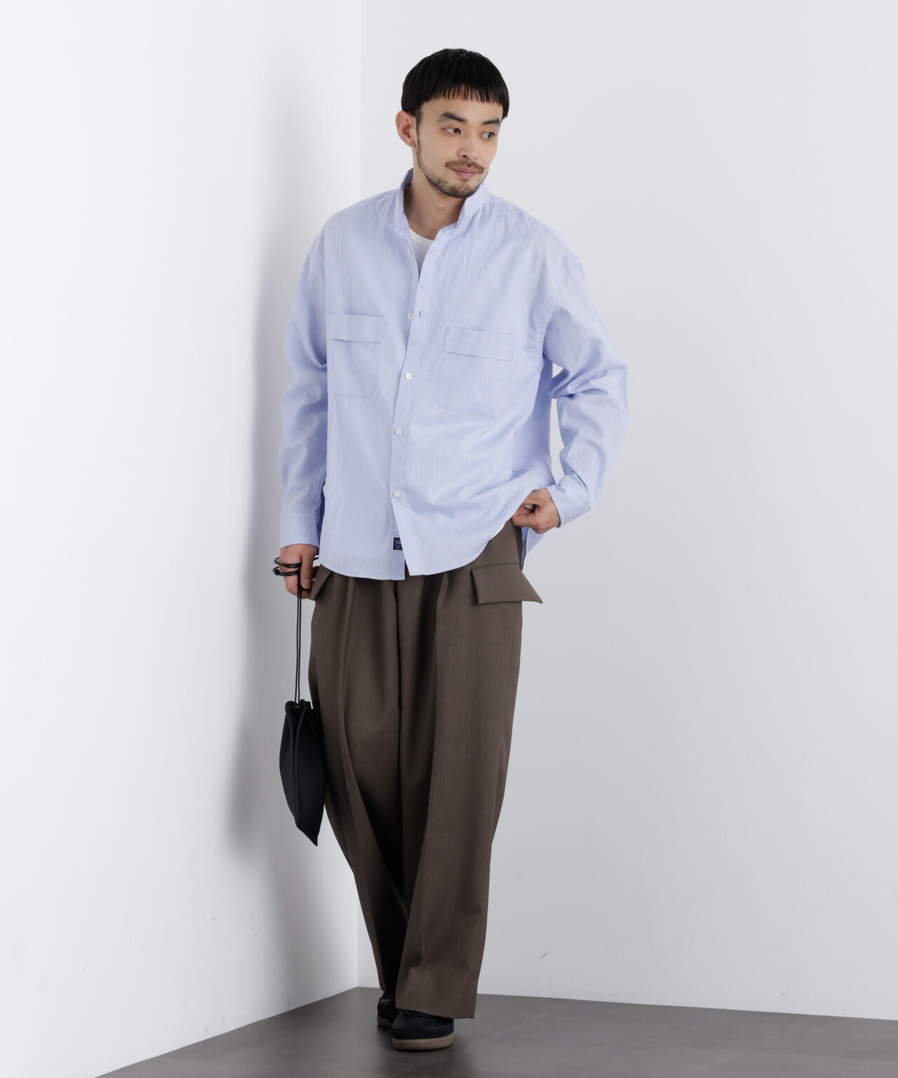 「FRENCH LINEN」リネンコットンスタンドシャツ 6686120202
