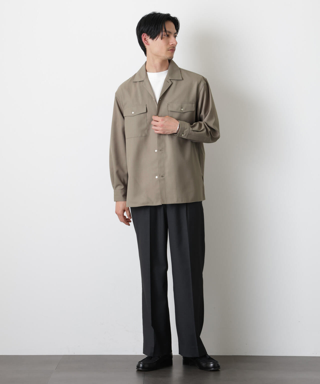 ｢Gavante｣ ドライギャバオープンカラーシャツ 6686120203