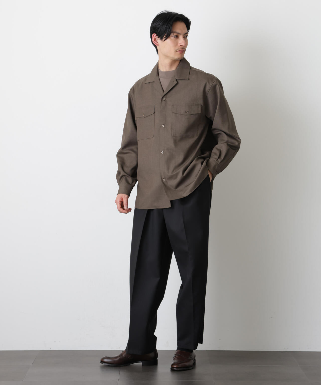 ｢Gavante｣ ドライギャバオープンカラーシャツ 6686120203