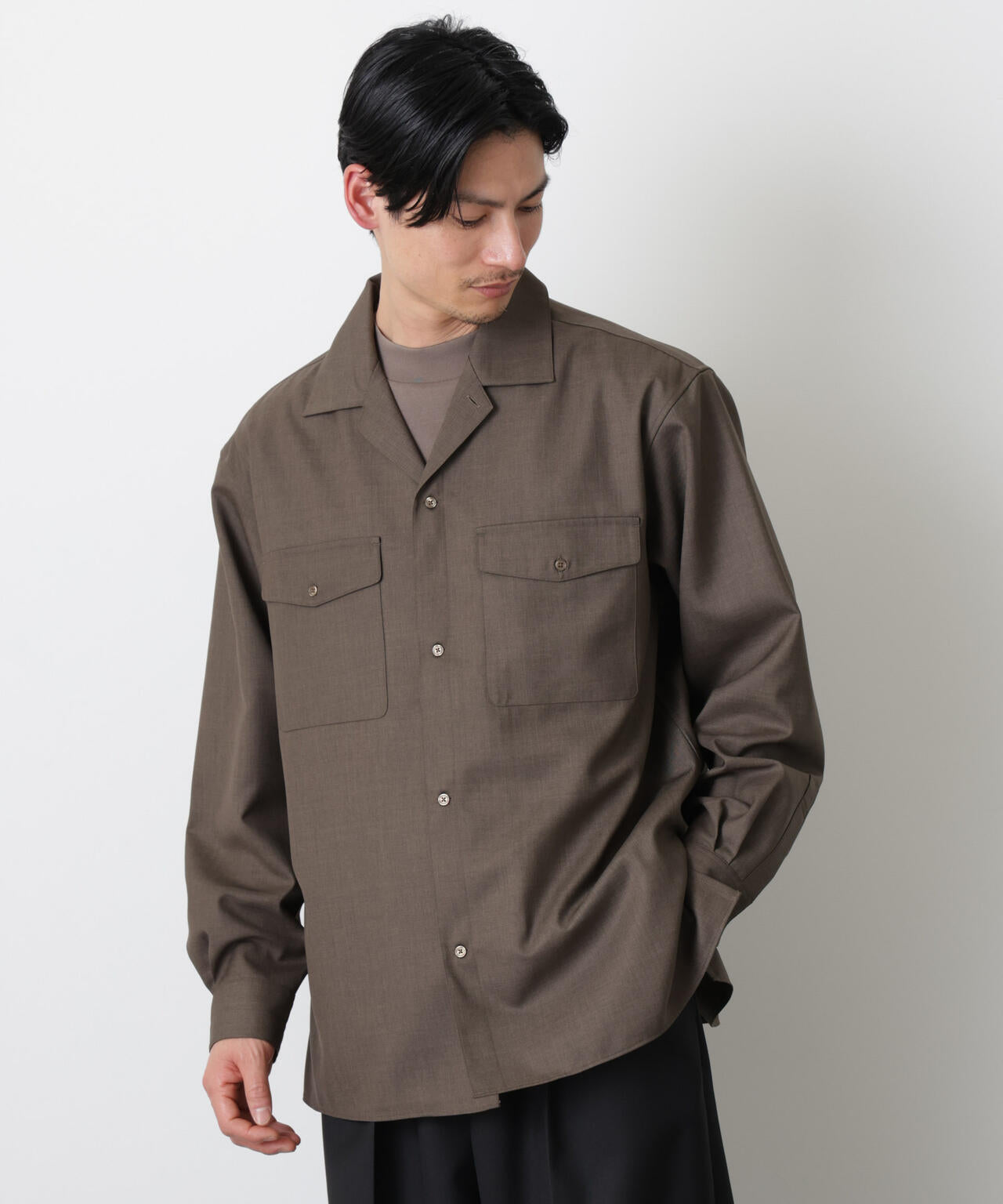 ｢Gavante｣ ドライギャバオープンカラーシャツ 6686120203