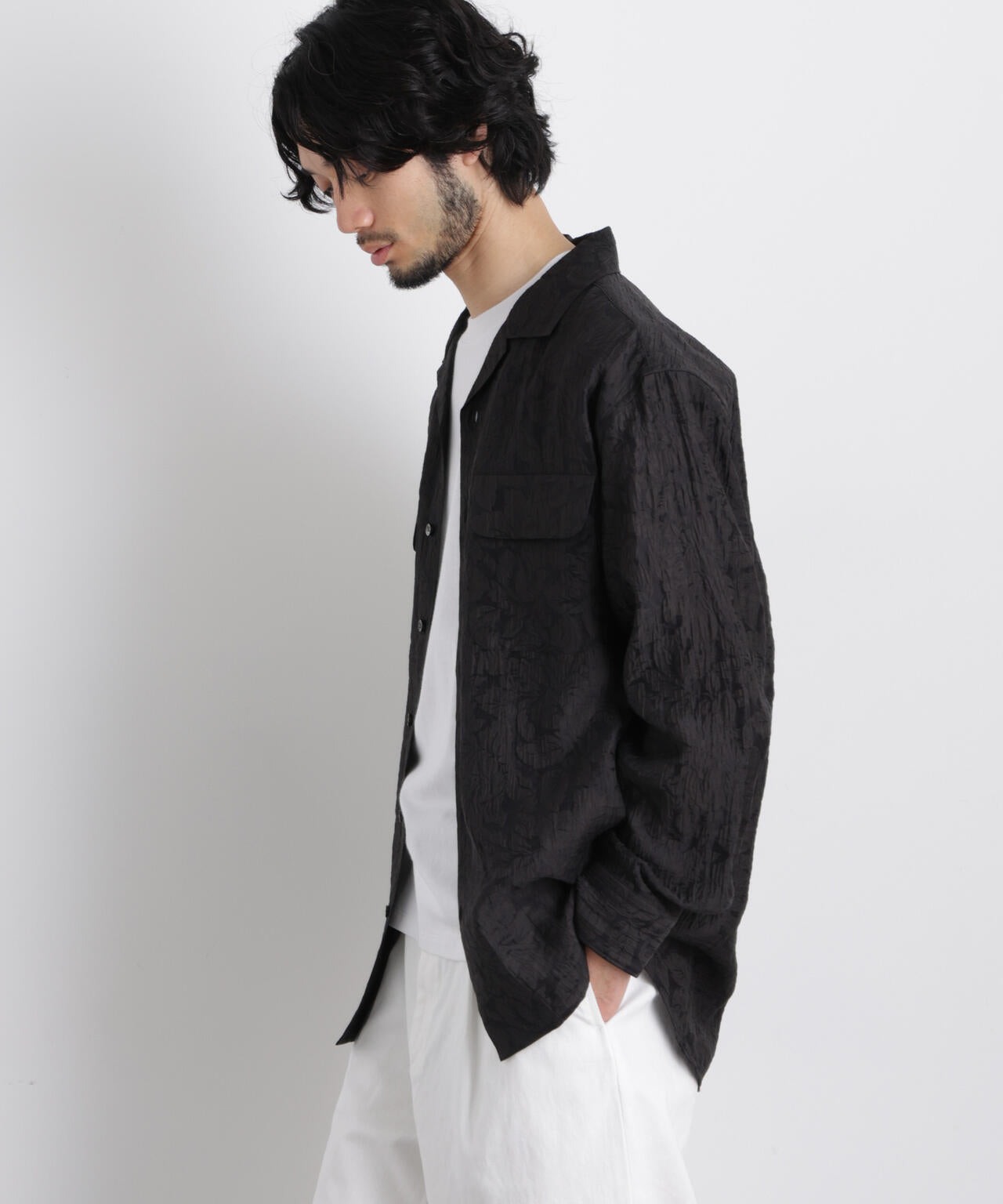 サイレントフラワージャガード オーバーシャツ 6686120205