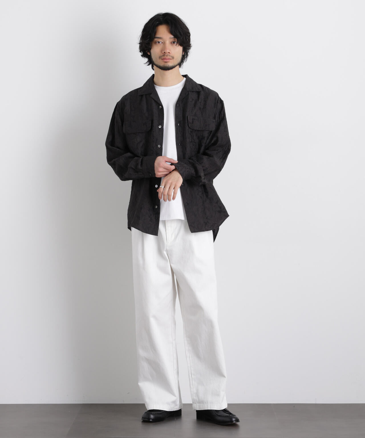 サイレントフラワージャガード オーバーシャツ 6686120205