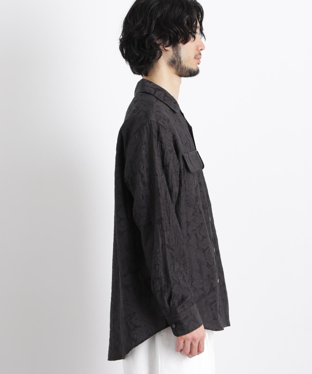 サイレントフラワージャガード オーバーシャツ 6686120205