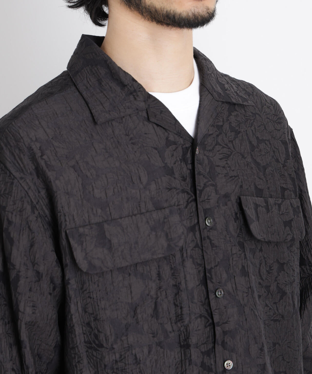 サイレントフラワージャガード オーバーシャツ 6686120205