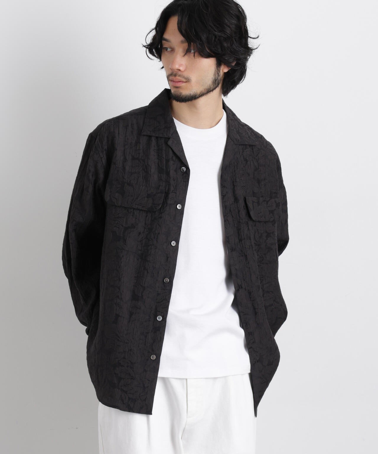 サイレントフラワージャガード オーバーシャツ 6686120205