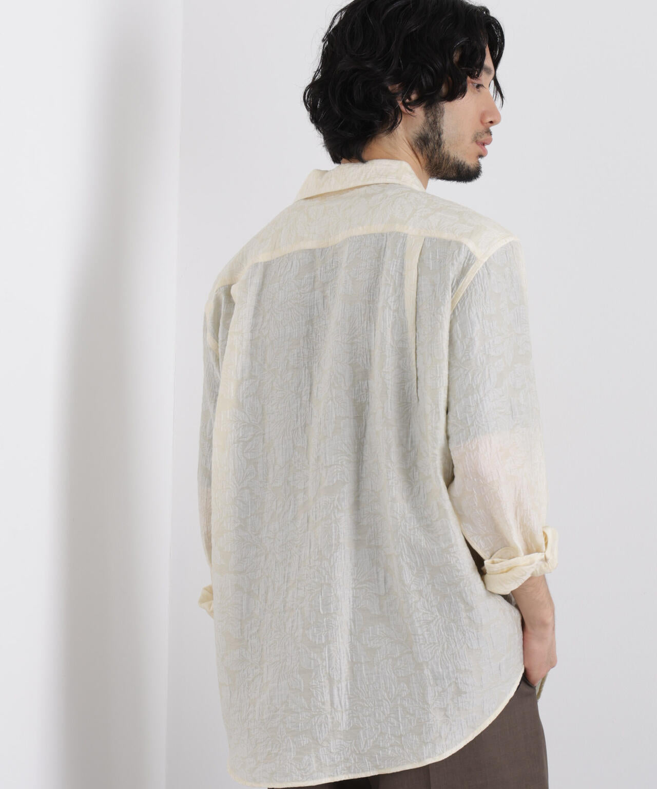 サイレントフラワージャガード オーバーシャツ 6686120205