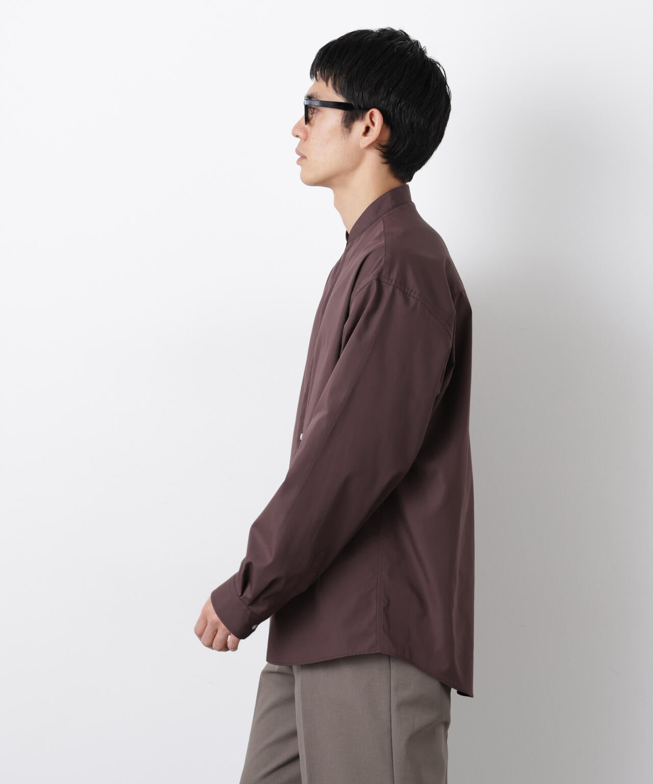 「大人のワイドシャツ」バンドカラー 長袖 6686120207