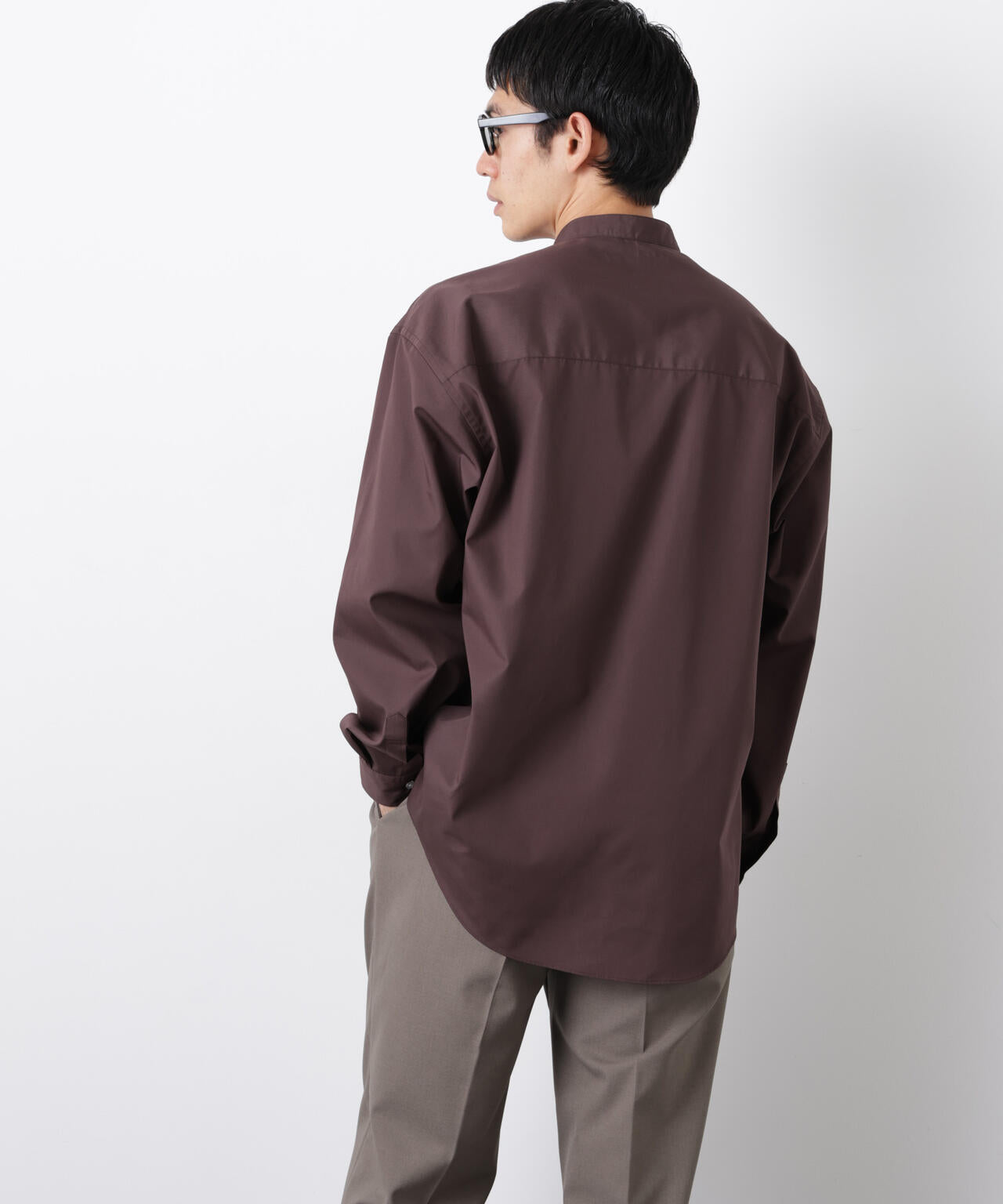 「大人のワイドシャツ」バンドカラー 長袖 6686120207