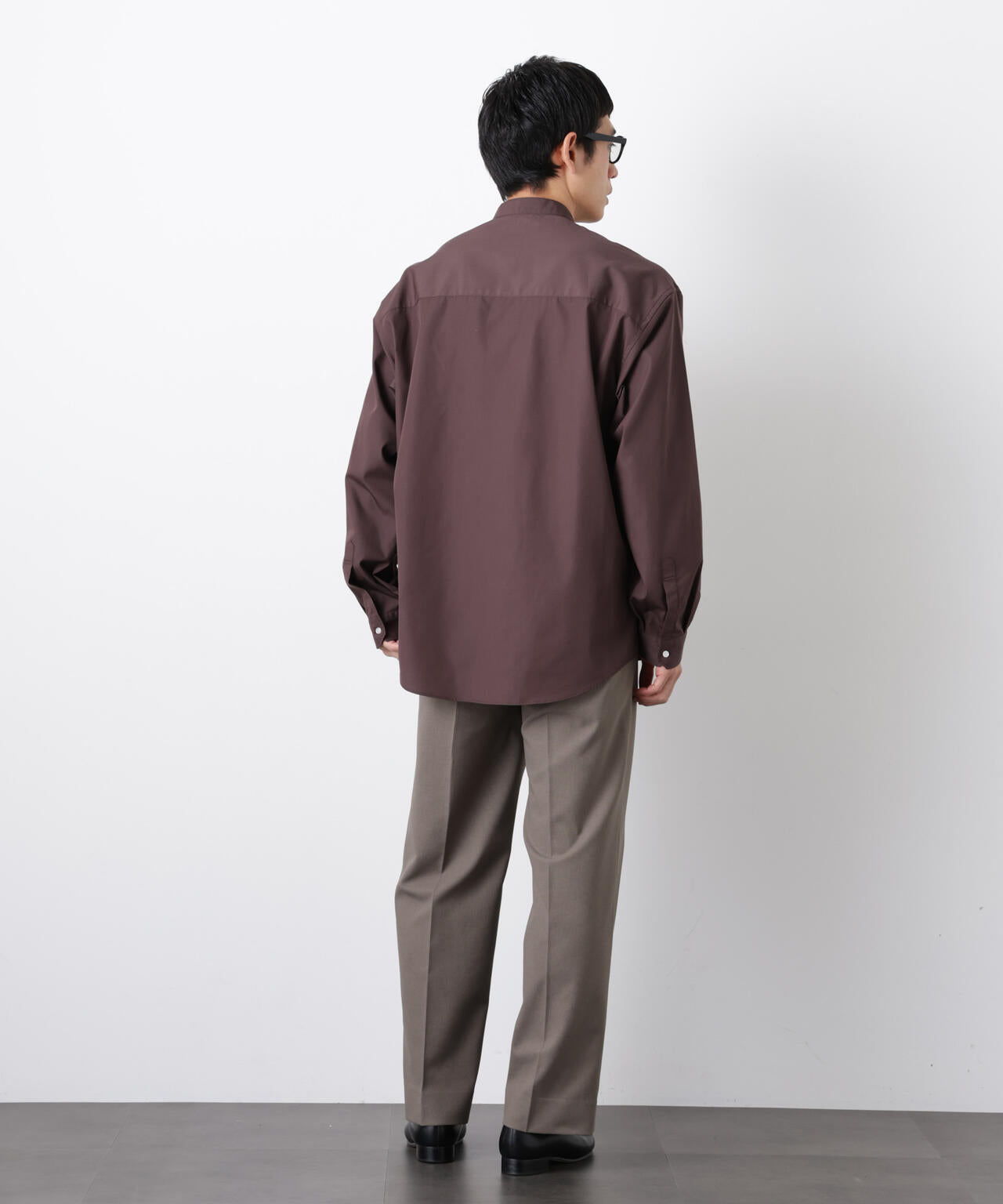 「大人のワイドシャツ」バンドカラー 長袖 6686120207