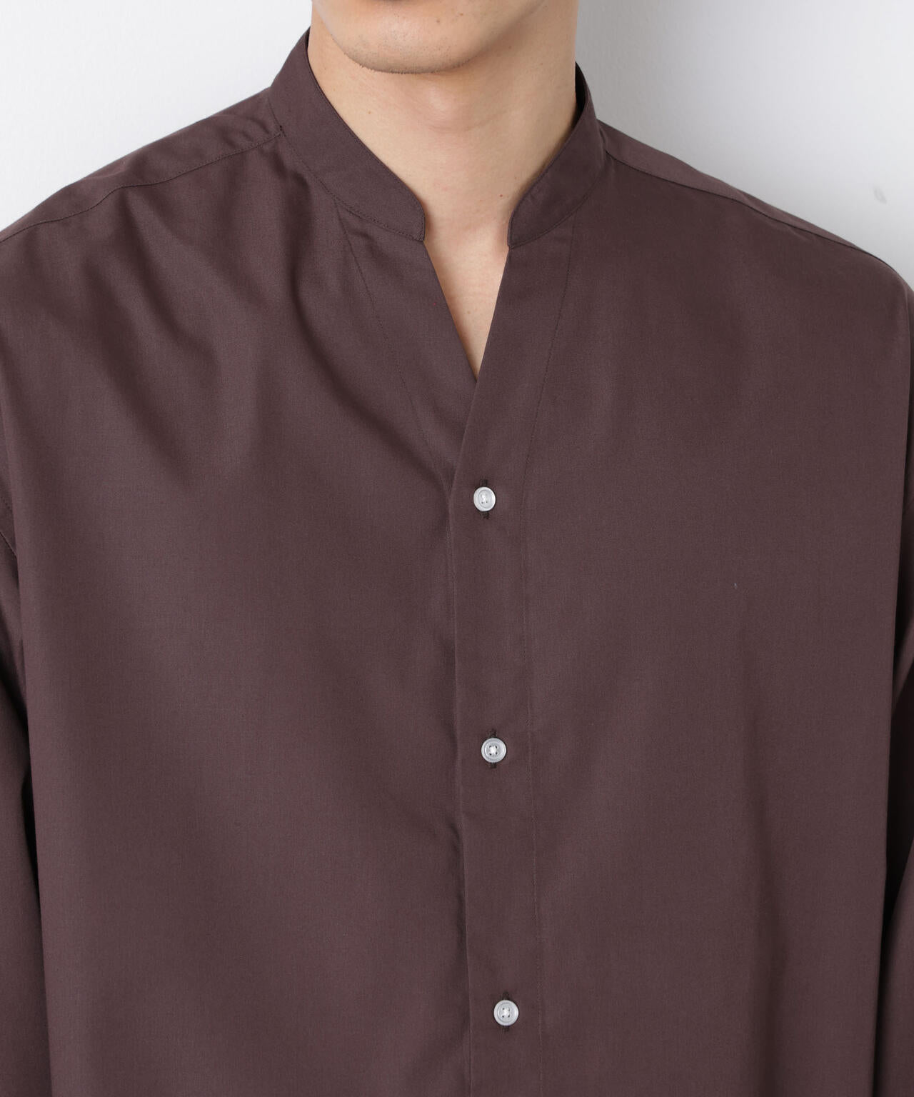 「大人のワイドシャツ」バンドカラー 長袖 6686120207