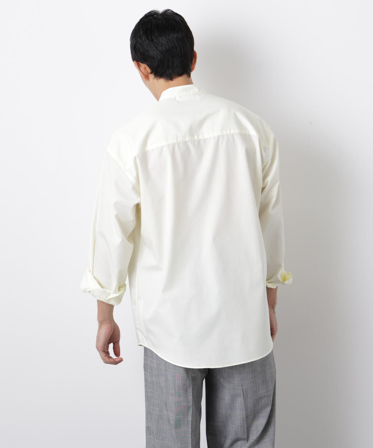 「大人のワイドシャツ」バンドカラー 長袖 6686120207