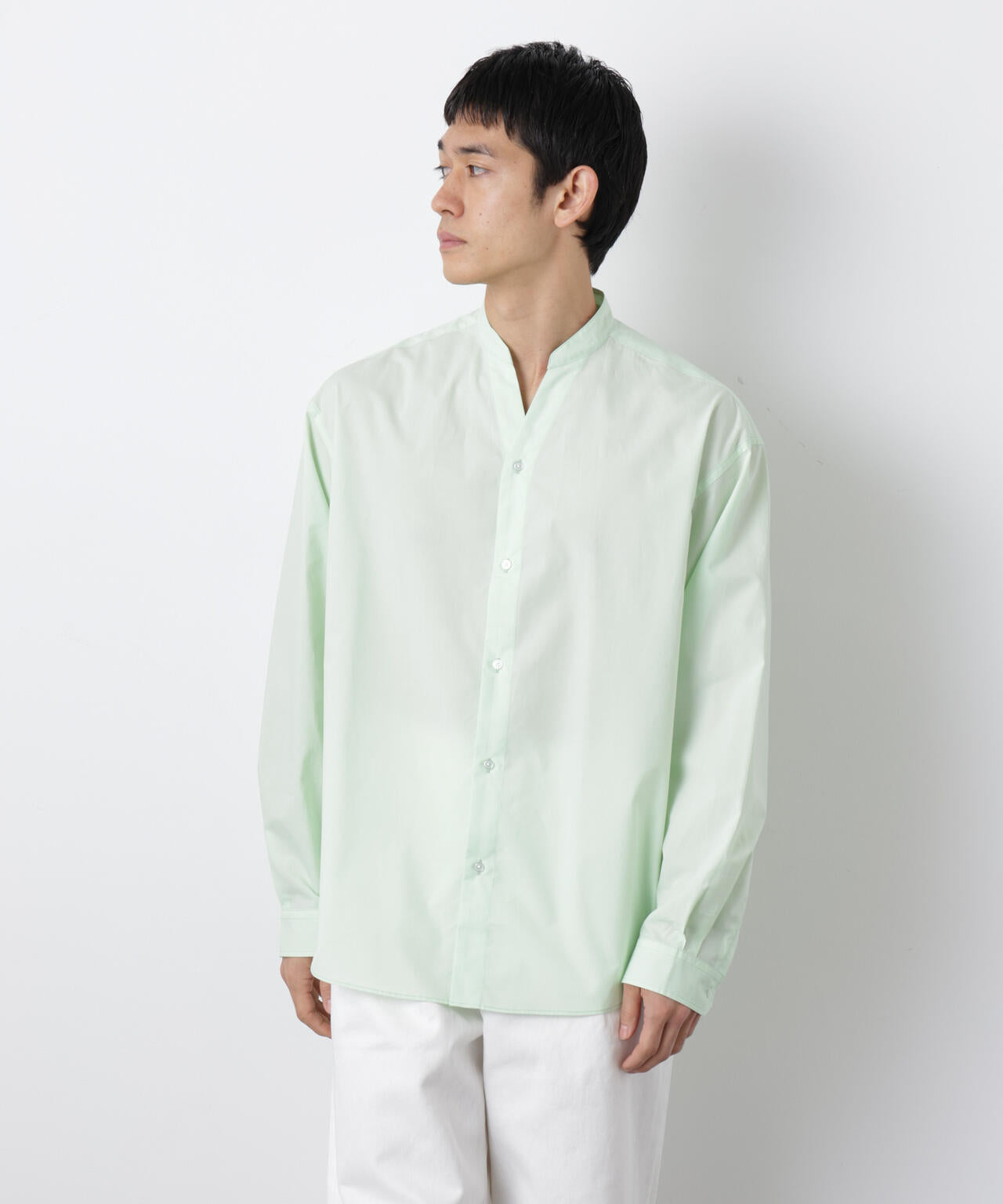 「大人のワイドシャツ」バンドカラー 長袖 6686120207