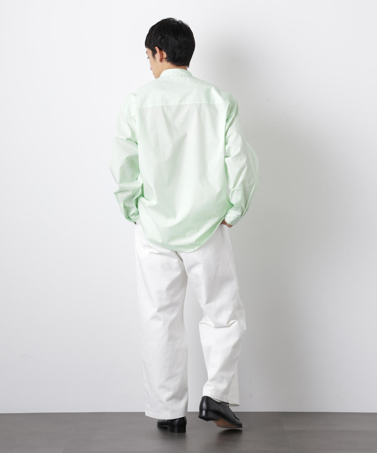 「大人のワイドシャツ」バンドカラー 長袖 6686120207