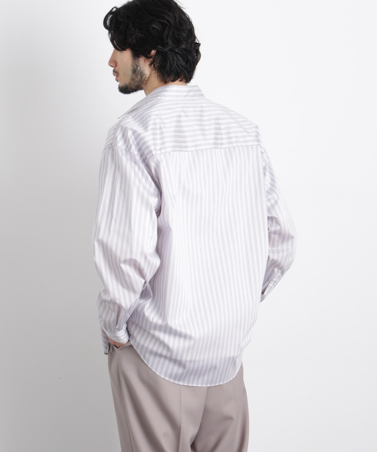 「OtoNANO」大人のワイドシャツレギュラーカラーストライプ長袖 6686120209