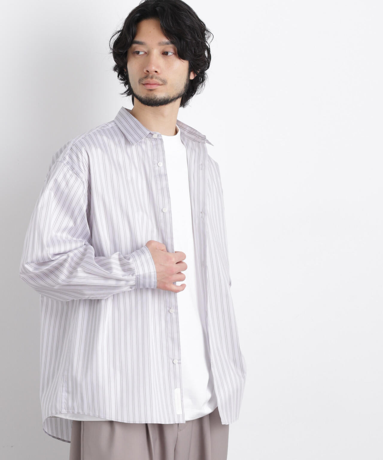 「OtoNANO」大人のワイドシャツレギュラーカラーストライプ長袖 6686120209