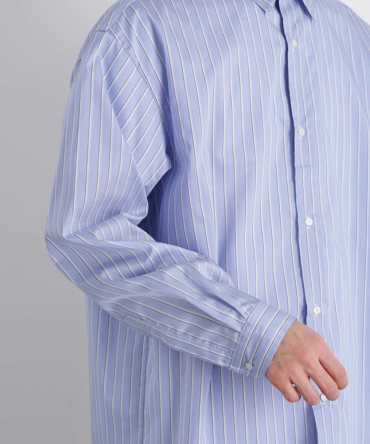 「OtoNANO」大人のワイドシャツレギュラーカラーストライプ長袖 6686120209