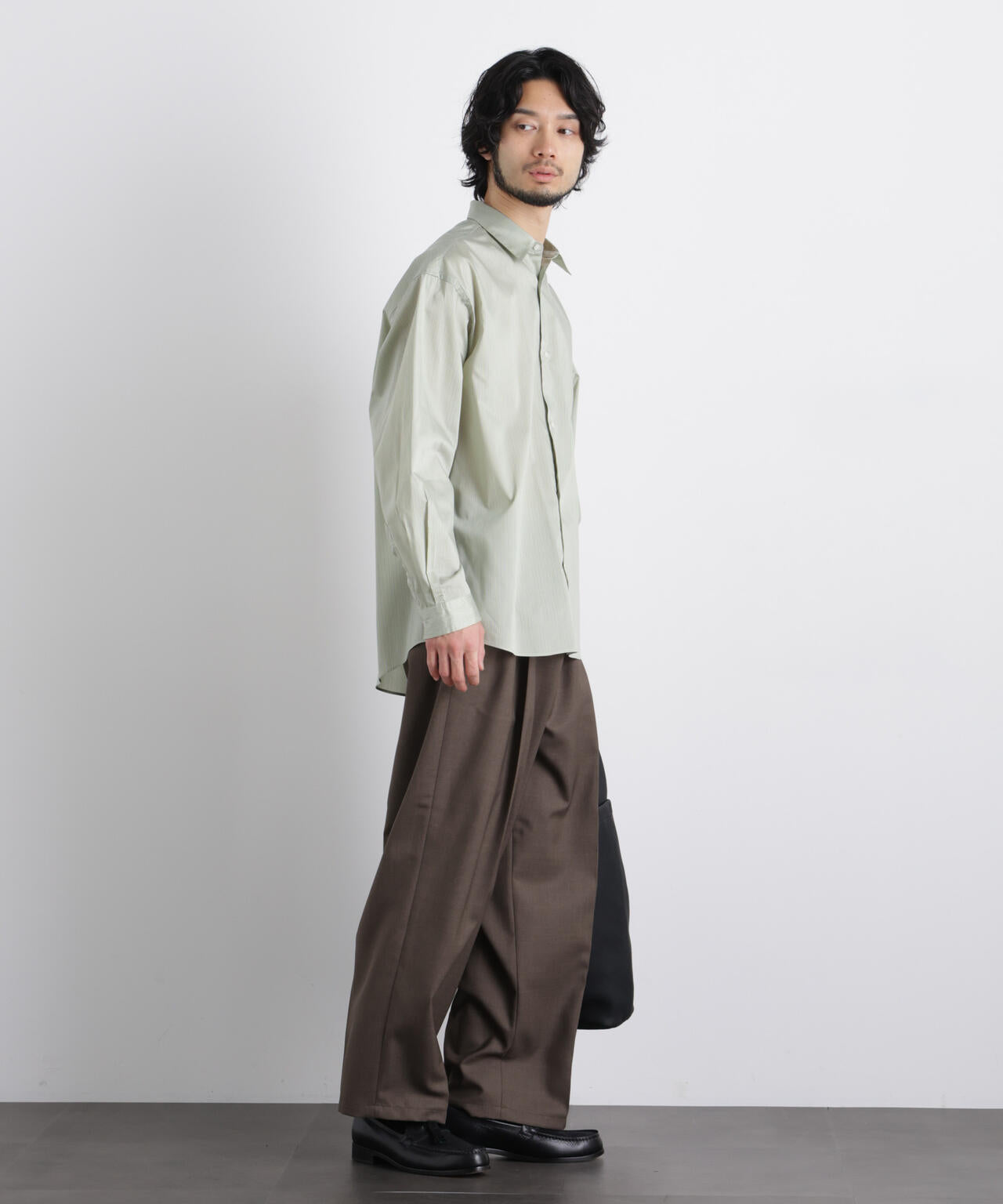 OtoNANO」大人のワイドシャツレギュラーカラーストライプ長袖