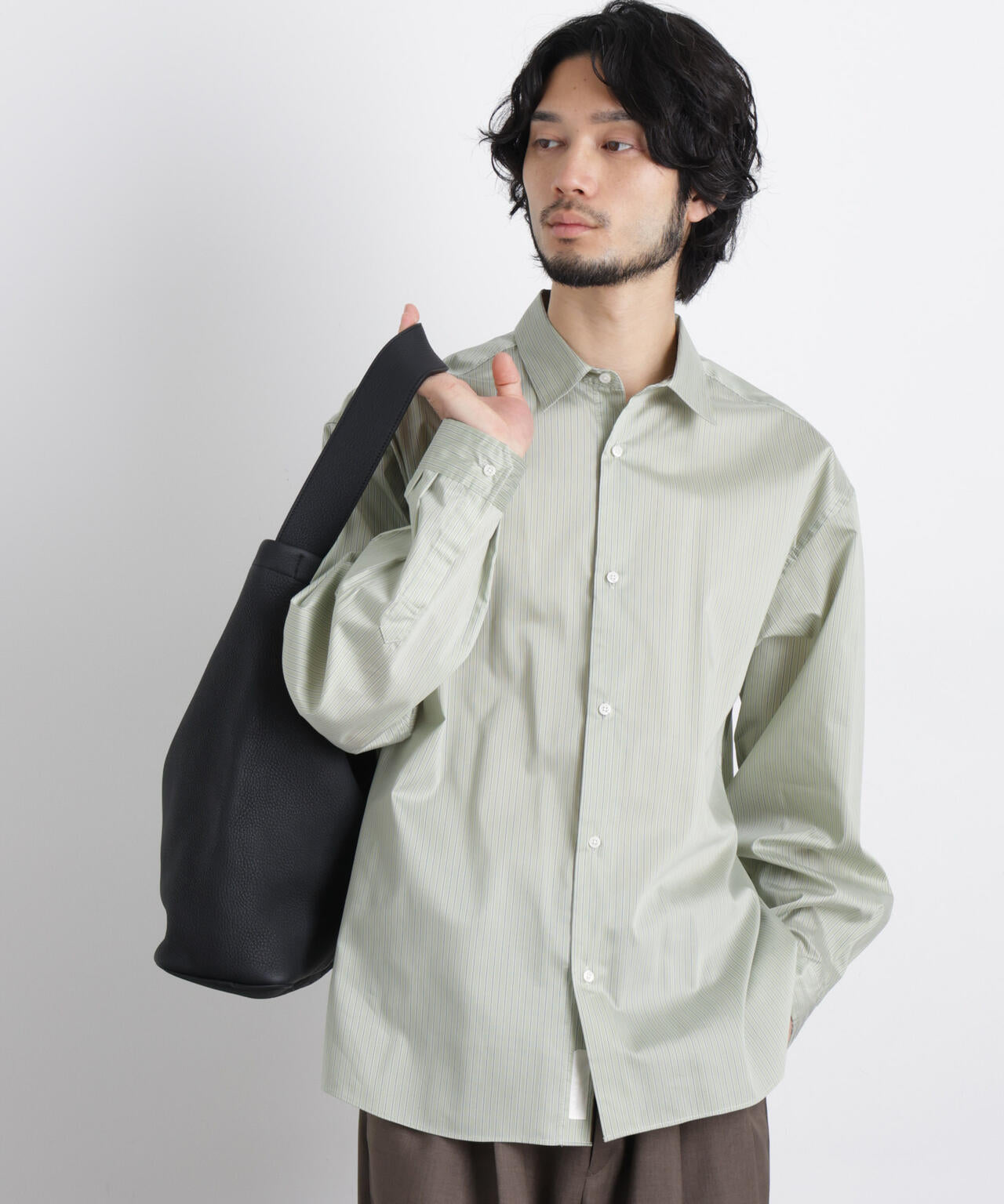 「OtoNANO」大人のワイドシャツレギュラーカラーストライプ長袖 6686120209