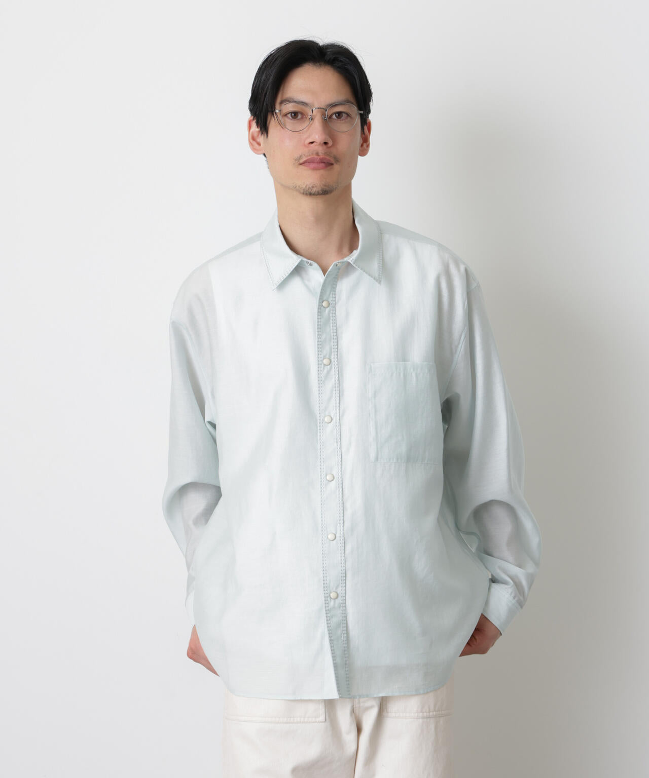 エンブロイダリーシルキーシャツ 6686120212