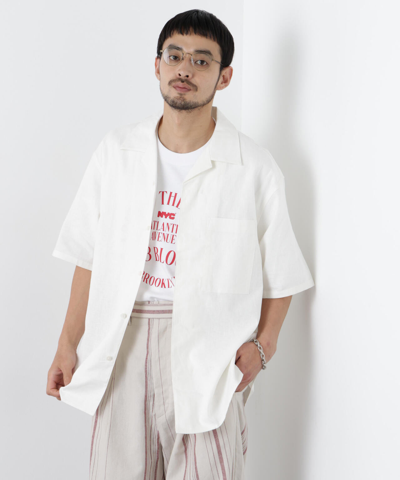 ｢FRENCH LINEN｣ フライフロント半袖シャツ 6686121201