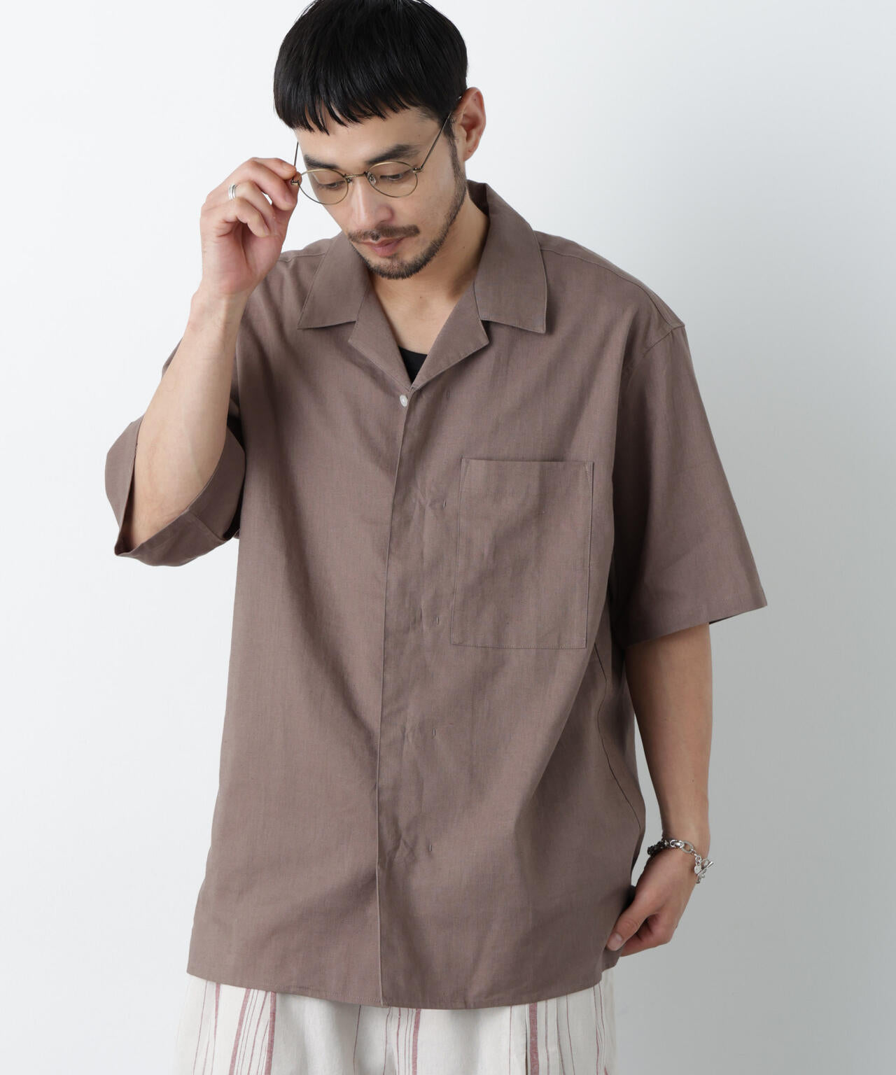 ｢FRENCH LINEN｣ フライフロント半袖シャツ 6686121201