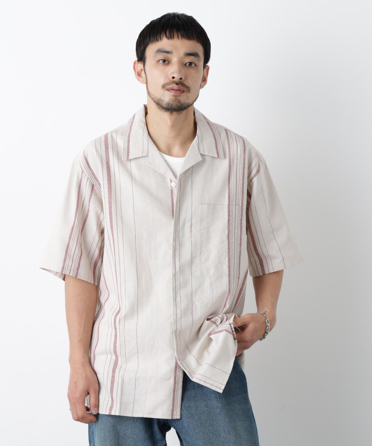 ｢FRENCH LINEN｣ フライフロント半袖シャツ 6686121201