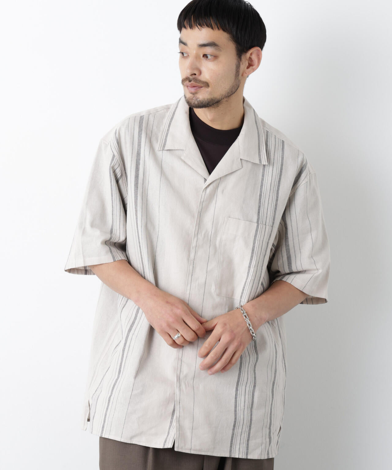 ｢FRENCH LINEN｣ フライフロント半袖シャツ 6686121201