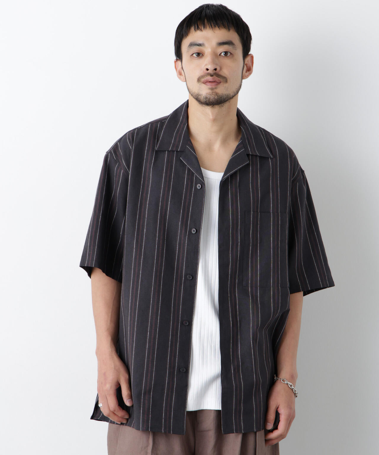 ｢FRENCH LINEN｣ フライフロント半袖シャツ 6686121201