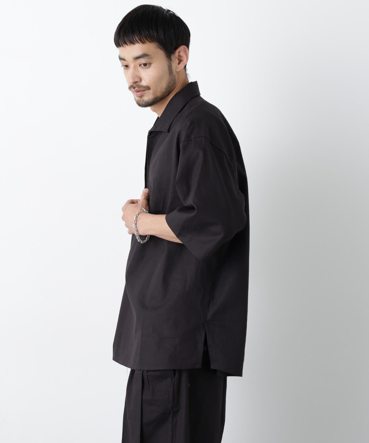 「FRENCH LINEN」イタリアンスキッパー半袖シャツ 6686121202
