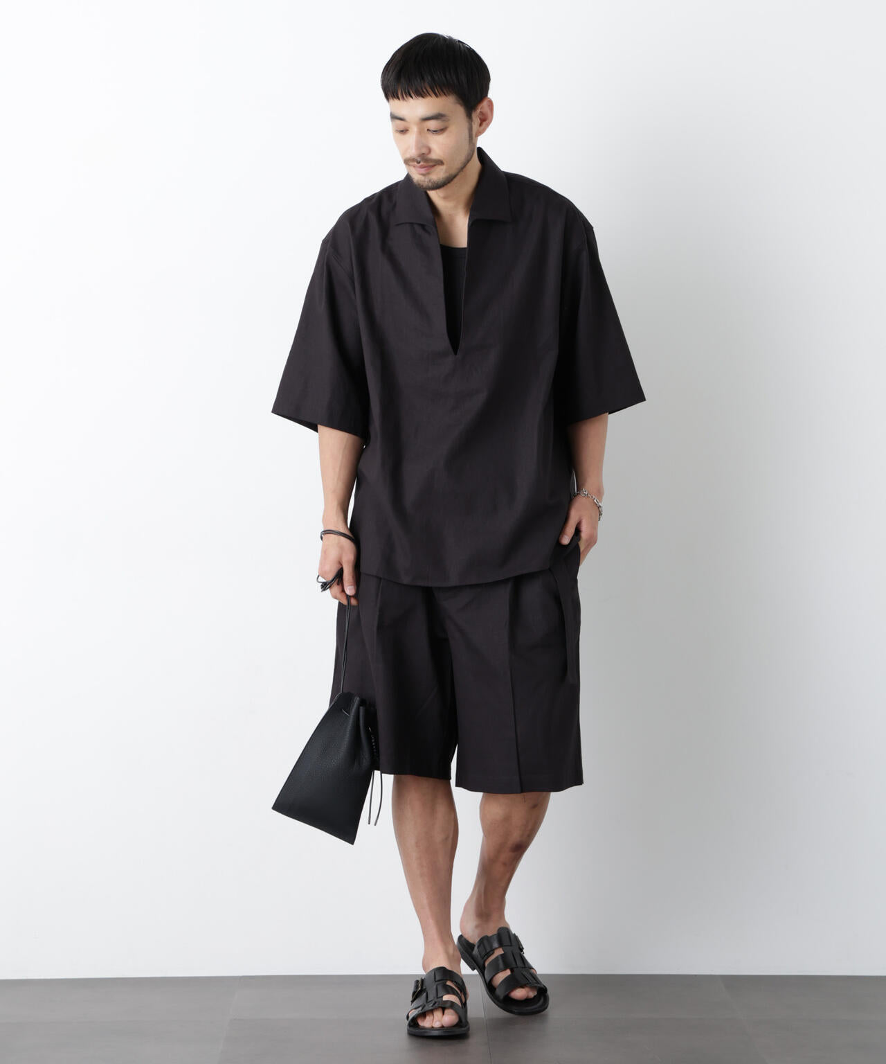 「FRENCH LINEN」イタリアンスキッパー半袖シャツ 6686121202