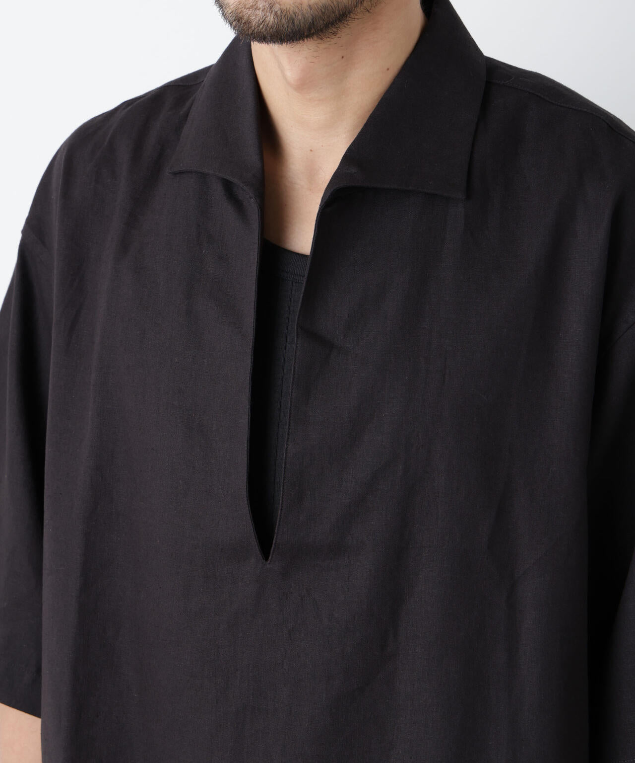 「FRENCH LINEN」イタリアンスキッパー半袖シャツ 6686121202