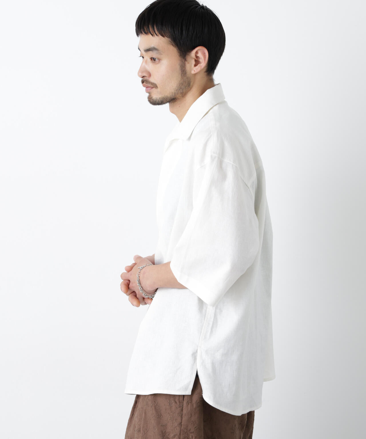 「FRENCH LINEN」イタリアンスキッパー半袖シャツ 6686121202