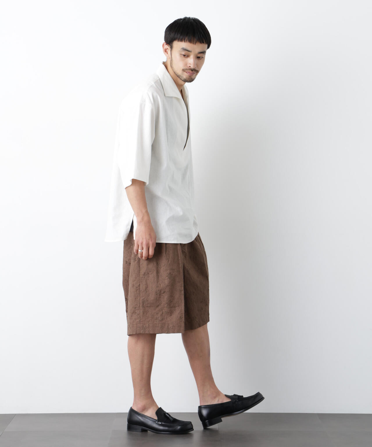 「FRENCH LINEN」イタリアンスキッパー半袖シャツ 6686121202