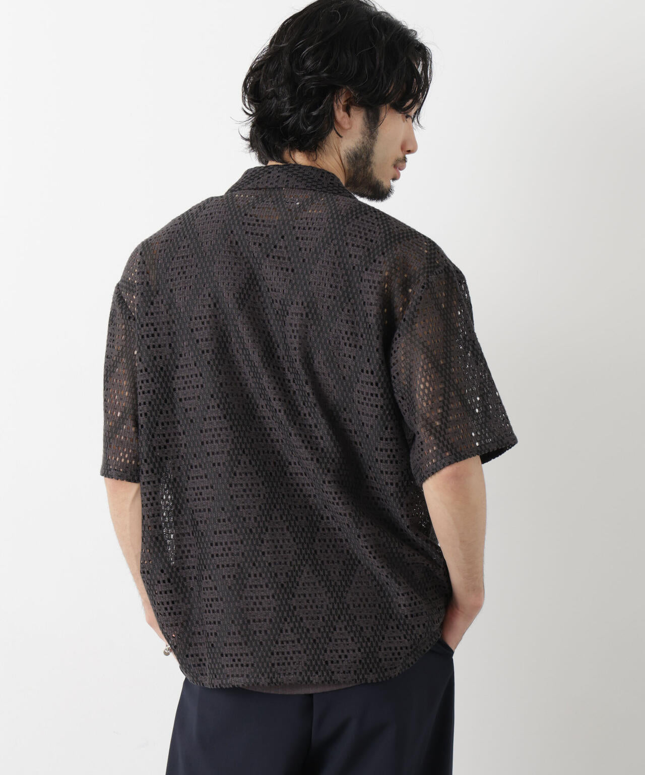 ダイヤレース オープンカラーシャツ 6686121209