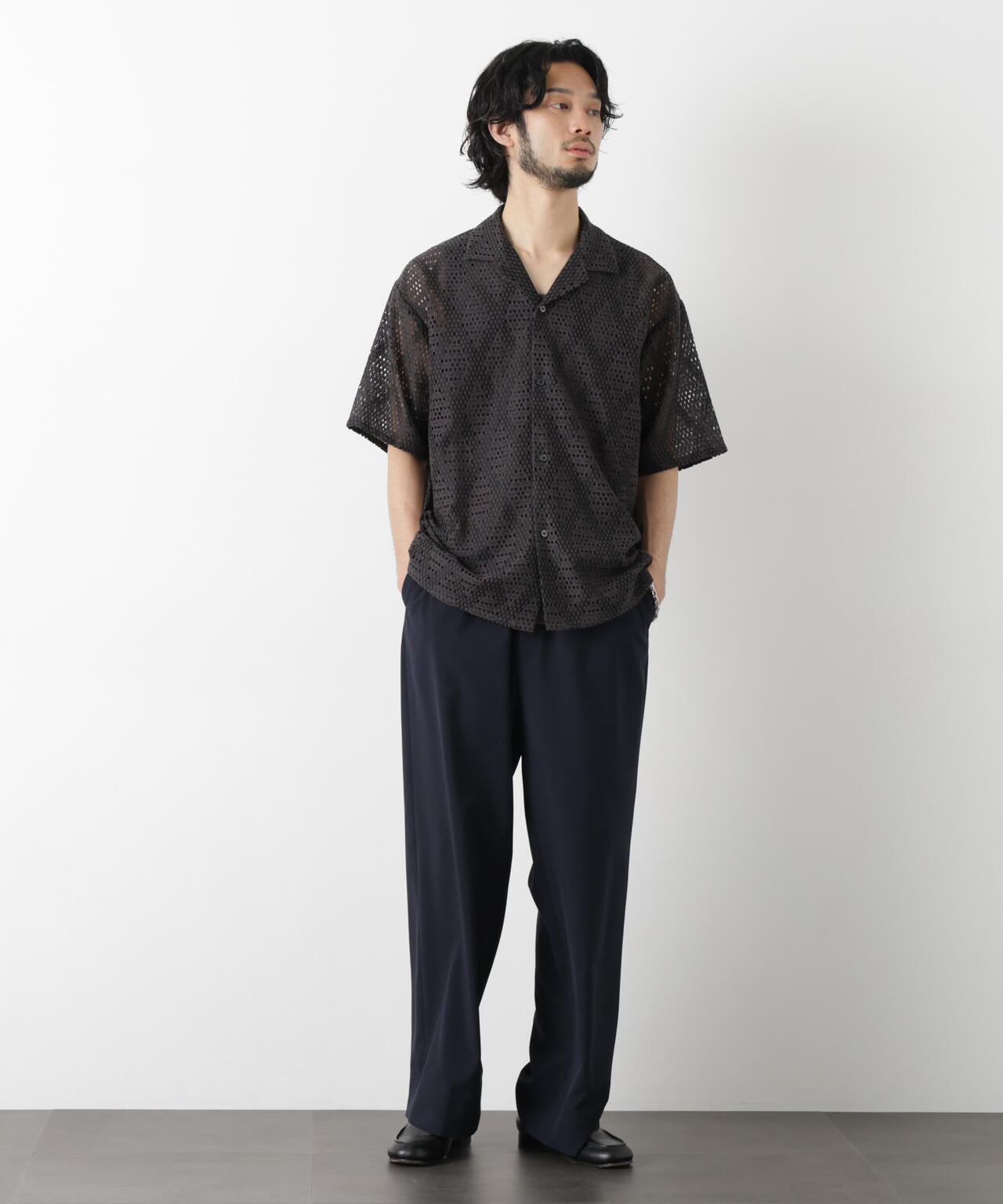 ダイヤレース オープンカラーシャツ 6686121209